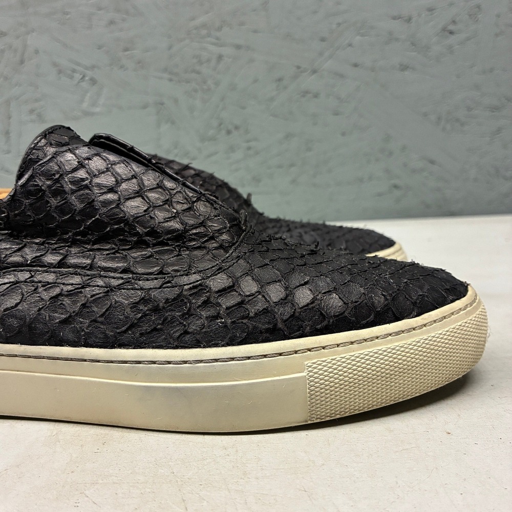 Vince Blair Snakeskin Slip On Women's 7.5 Black Leather Platform Luxe Sneaker - Picture 4 of 15